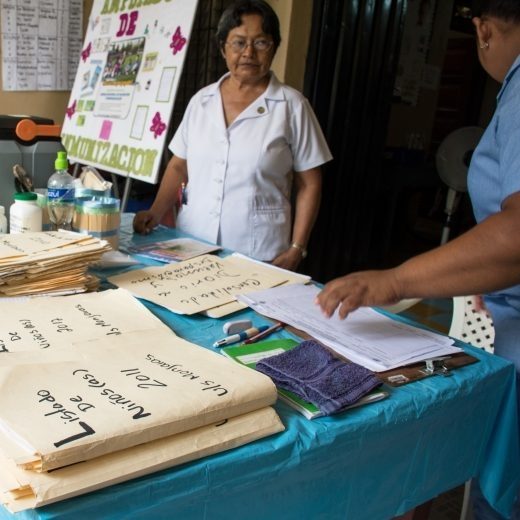 Participants providing information at a health fair.